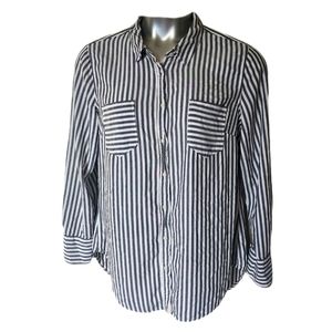 Merona Striped Polyester blend Button Top, XXL